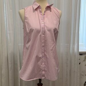 Lands End Pink Relaxed Button Down Shirt with Dress Shirt Collar